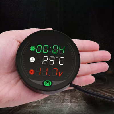 Đồng hồ báo giờ xe máy 3in1 CTR, báo nhiệt độ, vôn ắc quy mẫu mới loại tốt gắn các loại xe hàng cao cấp, phụ kiện xe máy