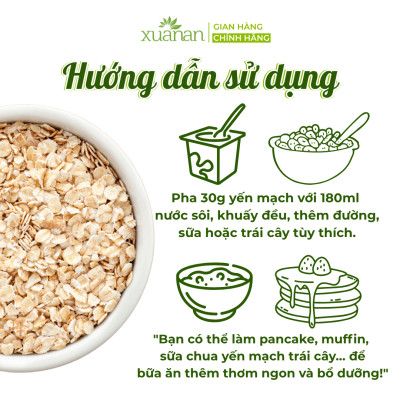 Combo 2 Hộp Yến Mạch Nguyên Chất Ăn Liền Xuân An [ko đường] 400G(Tặng Kèm 2 Túi Yến Mạch 150G)