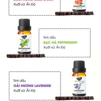 Combo 3 Tinh Dầu Kobi Nhập Khẩu Ấn Độ: Tinh Dầu Oải Hương (30ml) + Tinh Dầu Cam Ngọt (30ml) + Tinh Dầu Vỏ Quế (30ml) - Tinh Dầu Thiên Nhiên Nguyên Chất, Tinh Dầu Xông Phòng