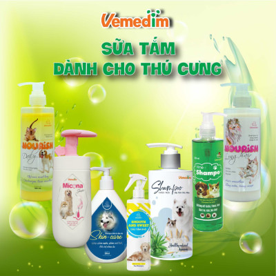 Vemedim Sensitive Shampoo sữa tắm chó mèo có làn da nhạy cảm, giảm rụng lông, mùi thơm lâu và sang trọng, chai 300ml
