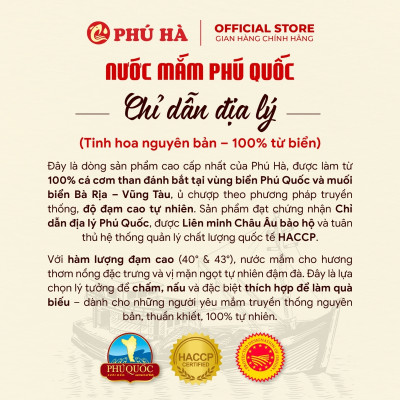 Nước mắm Phú Quốc Chỉ Dẫn Địa Lý Phú Hà 43 độ đạm - Hộp 2 chai 510ml