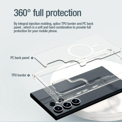 ỐP LƯNG cho Samsung Galaxy S24 ULTRA 5G / S25 Ultra NILLKIN NATURE TPU PRO hỗ trợ sạc không dây - Lưng kính trong PC + Viền nhựa dẻo TPU - Hàng chính hãng