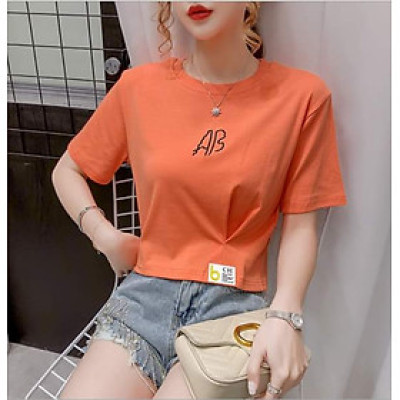 Áo Thun croptop Lửng Nữ DOGA Bo Eo 4 màu mã 96