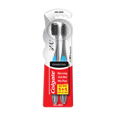 Bộ đôi bàn chải 360 Charcoal xoắn kép