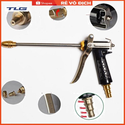 Bộ dây vòi xịt nước rửa xe,tưới cây .tăng áp 3 lần,loại 3m, 5m 206318H đầu đồng, đai+ tặng túi đựng bút