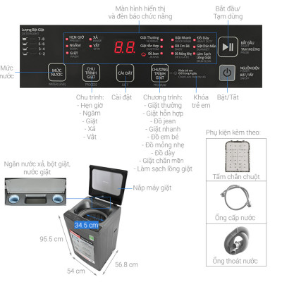 Máy giặt Sharp 10 kg ( không inverter) ES-W10NV-GY - HÀNG CHÍNH HÃNG - CHỈ GIAO HCM