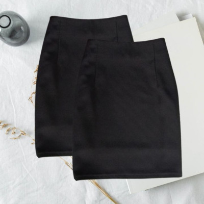 Chân váy bút chì ôm body màu đen dáng ngắn độ dài 42cm thời trang công sở nữ 