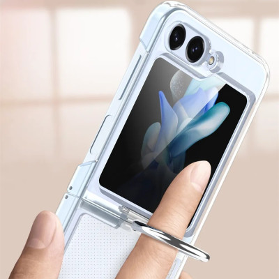 Ốp lưng chống sốc trong suốt kèm iring cho Samsung Galaxy Z Flip 5 hiệu Likgus Cover Ring (chất liệu cao cấp, thiết kế iring chống rơi rớt) - hàng nhập khẩu