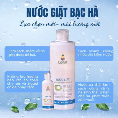 Nước giặt quần áo hữu cơ Fuwa3e an toàn cho bé chuyên giặt lụa hương bạc hà 100ml