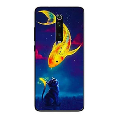 Ốp Lưng in cho Xiaomi Redmi K20 Pro Mẫu Cá Chép Và Mèo - Hàng Chính Hãng