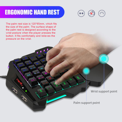 Bàn phím một tay HXSJ V500 Streaming Ribbon với USB Converter Giao diện Flow Color Light