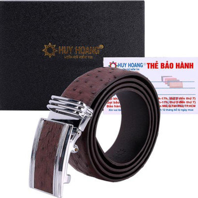 Thắt Lưng Nam Da Đà Điểu Bản Lớn Da Hột Huy Hoàng HT4434 - Nâu Đất