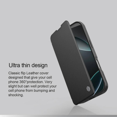 Ốp Lưng Bao Da Gập Nillkin Qin Prop Leather Chống Sốc Cho iPhone 16 Pro Max Đựng Thẻ, Nắp Đậy Bảo Vệ Camera Kiêm Giá Đỡ - Hàng chính hãng