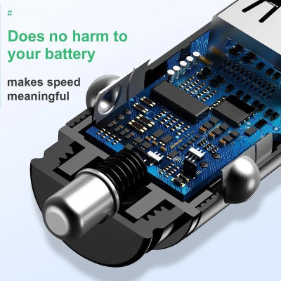 Tẩu sạc trên ô tô Baseus 2 cổng (USB +Type) sạc nhanh Q.C 4.0 30W c- Hàng Chính Hãng
