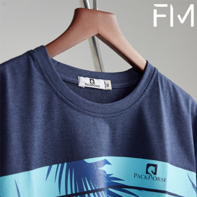 Áo thun nam cổ tròn, phối hoạ tiết lá cây in ngang trước ngực, chất liệu thoáng mát - FORMEN SHOP - FMPS163