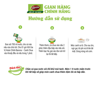 Combo 5 Gói Gia Vị Canh Chua Barona 80g, chay mặn dùng được ướp ngon chuẩn vị không cần nêm nếm