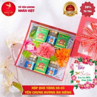 HỘP QUÀ TẶNG YẾN CHƯNG ĐƯỜNG ĂN KIÊNG - MÓN QUÀ SỨC KHỎE CHO NGÀY 8/3 - NHÂN VIỆT