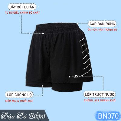 Quần bơi 2 lớp big size cho nam giới, mẫu rộng rãi chống lộ, thoáng khí nhanh khô, co giãn đàn hồi cao, có size rất lớn đến 200kg, thiết kế thời trang nam tính | BN070
