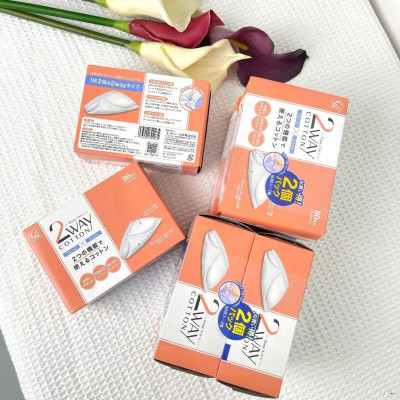 Set 2 Hộp Bông Tẩy Trang Cao Cấp Cotton Labo 2 Way (80 Miếng/Hộp)