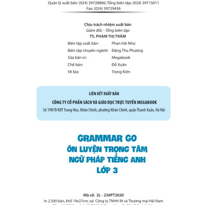 Grammar Go - Ôn Luyện Trọng Tâm Ngữ Pháp Tiếng Anh Lớp 3